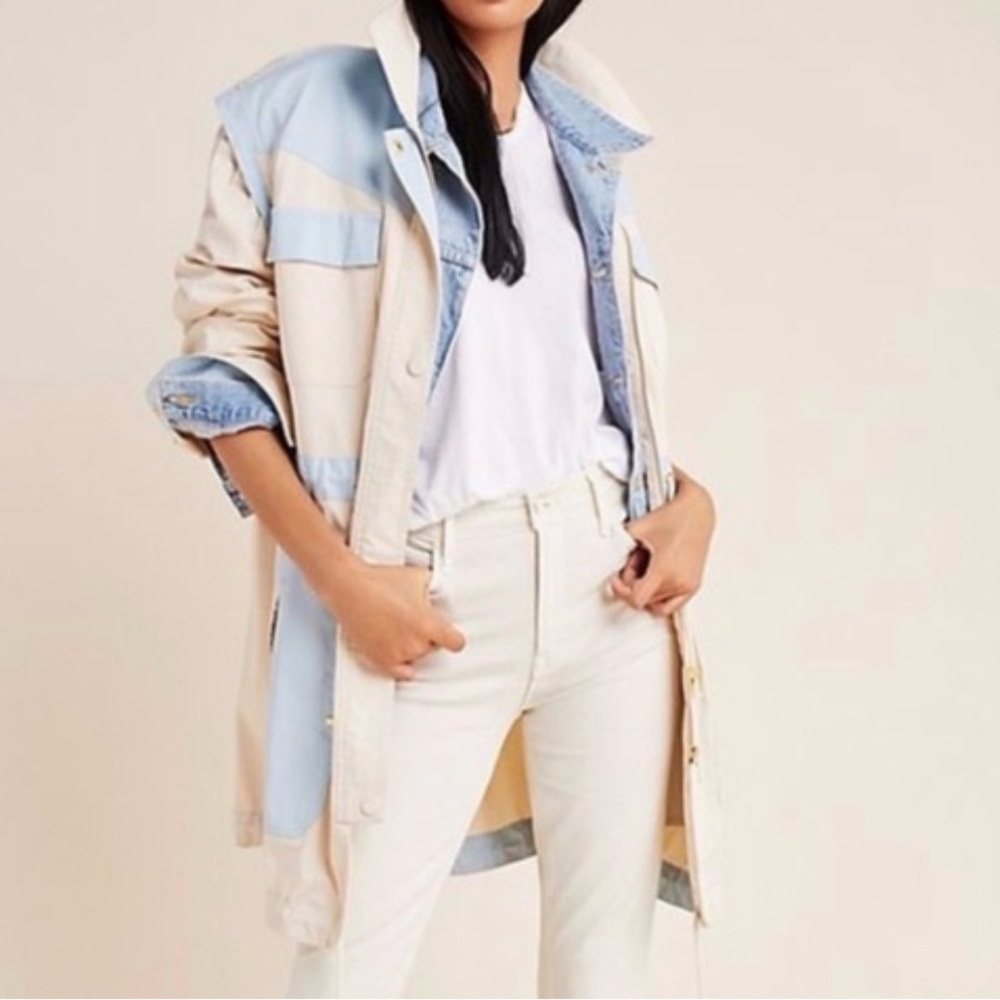 ANTHROPOLOGIE CATELYN OFF-WHITE COLOR BLOCK UTILITY ANORAK JACKET SZ SMALL - Picture 11 of 11